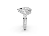 Platinum Heart Halo Diamond Ring with Milgrain Bezel and Prong Setting_8