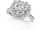 Platinum Heart Halo Milgrain Pave Diamond Ring with Four-Prong Setting 1