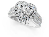 Platinum Heart Halo Round Diamond Pave Band with Prong Setting 1