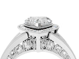 Platinum Heart Halo Split Shank Diamond Ring with Milgrain Prong Setting_10