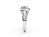 Platinum Heart Halo Split Shank Diamond Ring with Milgrain Prong Setting_8