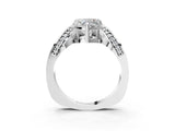 Platinum Heart Solitaire Diamond Engagement Ring with Pave Band and Four-Prong Setting 4
