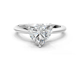 Platinum Heart Solitaire Diamond Ring with Six-Prong Setting on a Classic Band