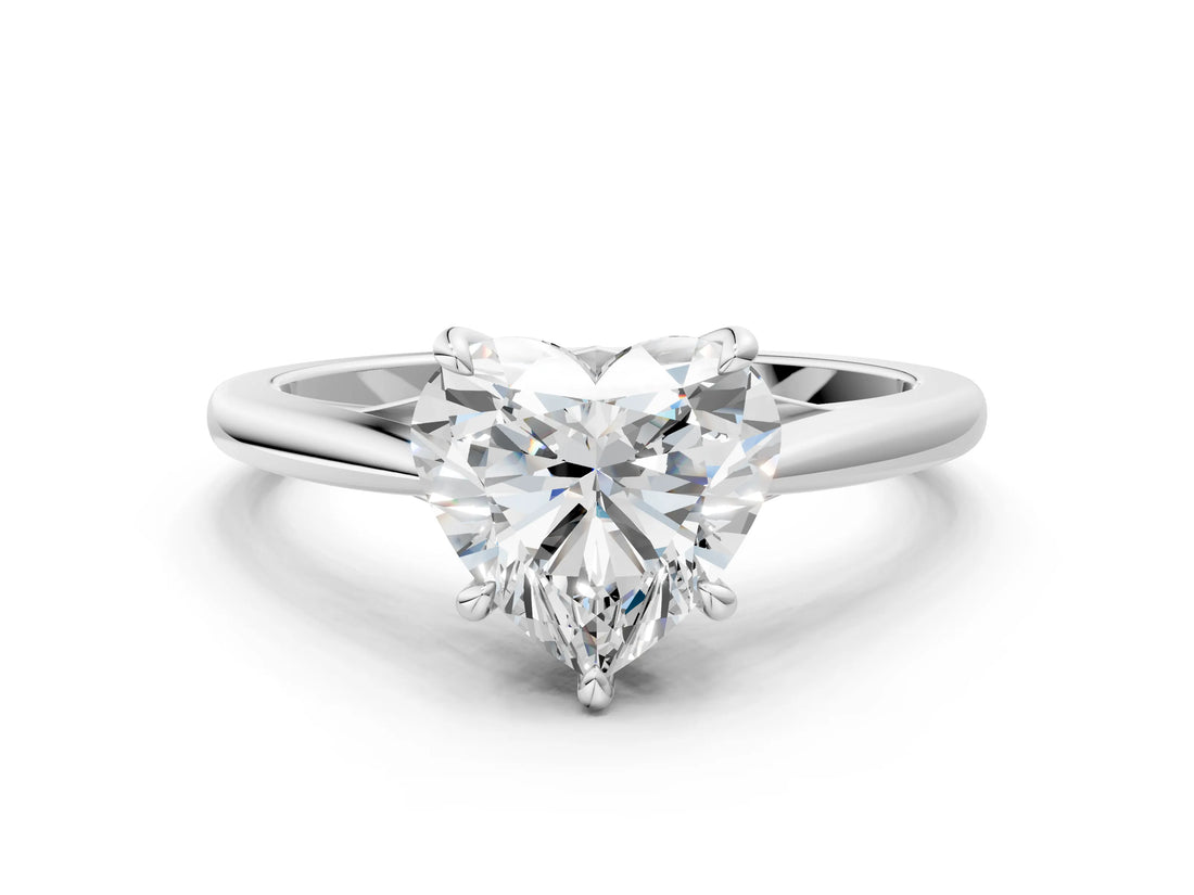 Platinum Heart Solitaire Engagement Ring with Four-Prong Setting and Classic Band 1