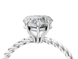 Platinum Heart Solitaire Twist Band Ring with Four-Prong Setting_16