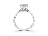 Platinum Heart Solitaire Twist Band with Leaf Prong Setting 4