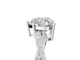 Platinum Heart Solitaire Twisted Pave Diamond Ring with Four-Prong Setting_5