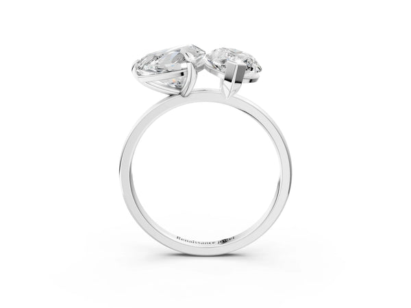 Platinum Heart-Shaped and Marquise Lab-Grown Diamond Toi et Moi Ring