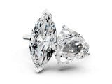 Platinum Heart and Marquise Toi Moi Ring with Prong Setting and Micro Pave Band