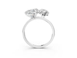 Platinum Heart and Marquise Toi Moi Ring with Prong Setting and Plain Band 3