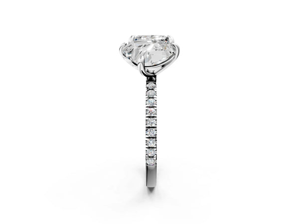 Platinum Heart and Princess Toi Moi Ring with Prong Setting and Micro Pave Band
