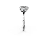 Platinum 1.62 Carat E VVS2 Heart and Princess Toi Moi Ring with Prong Setting and Plain Band