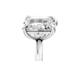 Platinum 1.62 Carat E VVS2 Heart and Princess Toi Moi Ring with Prong Setting and Plain Band