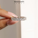 10K White Gold Heart  Eternity Band with Shared Prong Setting