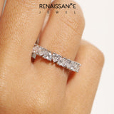 10K White Gold Heart  Eternity Band with Shared Prong Setting