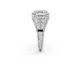 Platinum Hexagon Bezel Emerald Cut Diamond Milgrain Split Shank Ring_42