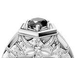 Platinum Hexagon Bezel Fancy Black Marquise Cut Diamond Milgrain Split Shank Ring_16