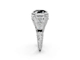 Platinum Hexagon Bezel Fancy Black Pear Cut Diamond Milgrain Split Shank Ring_86