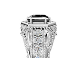 Platinum Hexagon Bezel Fancy Black Princess Cut Diamond Milgrain Split Shank Ring_11