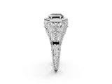 Platinum Hexagon Bezel Fancy Black Princess Cut Diamond Milgrain Split Shank Ring_8