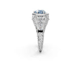 Platinum Hexagon Bezel Fancy Blue Heart Cut Diamond Milgrain Split Shank Ring_8