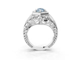 Platinum Hexagon Bezel Fancy Blue Marquise Cut Diamond Milgrain Split Shank Ring_15