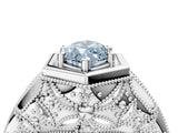 Platinum Hexagon Bezel Fancy Blue Marquise Cut Diamond Milgrain Split Shank Ring_16