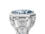 Platinum Hexagon Bezel Fancy Blue Marquise Cut Diamond Milgrain Split Shank Ring_17