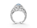 Platinum Hexagon Bezel Fancy Blue Pear Cut Diamond Milgrain Split Shank Ring_87