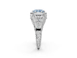 Platinum Hexagon Bezel Fancy Blue Radiant Cut Diamond Milgrain Split Shank Ring_38