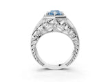 Platinum Hexagon Bezel Fancy Blue Radiant Cut Diamond Milgrain Split Shank Ring_39