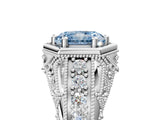 Platinum Hexagon Bezel Fancy Blue Radiant Cut Diamond Milgrain Split Shank Ring_41