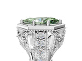 Platinum Hexagon Bezel Fancy Green Marquise Cut Diamond Milgrain Split Shank Ring_17