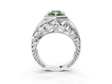 Platinum Hexagon Bezel Fancy Green Radiant Cut Diamond Milgrain Split Shank Ring_39