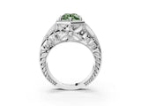 Platinum Hexagon Bezel Fancy Green Round Cut Diamond Milgrain Split Shank Ring_9