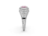 Platinum Hexagon Bezel Fancy Pink Cushion Cut Diamond Milgrain Split Shank Ring_38