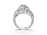 Platinum Hexagon Bezel Fancy Pink Cushion Cut Diamond Milgrain Split Shank Ring_39
