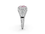 Platinum Hexagon Bezel Fancy Pink Pear Cut Diamond Milgrain Split Shank Ring_14