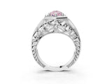 Platinum Hexagon Bezel Fancy Pink Pear Cut Diamond Milgrain Split Shank Ring_15