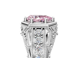 Platinum Hexagon Bezel Fancy Pink Pear Cut Diamond Milgrain Split Shank Ring_17