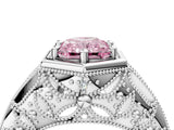 Platinum Hexagon Bezel Fancy Pink Radiant Cut Diamond Milgrain Split Shank Ring_40