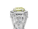 Platinum Hexagon Bezel Fancy Yellow Princess Cut Diamond Milgrain Split Shank Ring_17