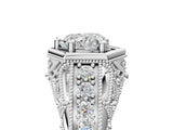 Platinum Hexagon Bezel Heart Cut Diamond Milgrain Split Shank Ring_12