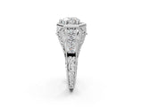Platinum Hexagon Bezel Heart Cut Diamond Milgrain Split Shank Ring_9