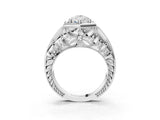 Platinum Hexagon Bezel Pear Cut Diamond Milgrain Split Shank Ring_10