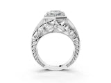 Platinum Hexagon Bezel Princess Cut Diamond Milgrain Split Shank Ring_10