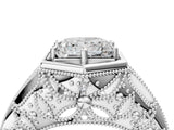 Platinum Hexagon Bezel Princess Cut Diamond Milgrain Split Shank Ring_11