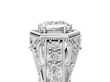 Platinum Hexagon Bezel Princess Cut Diamond Milgrain Split Shank Ring_12