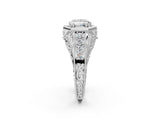 Platinum Hexagon Bezel Princess Cut Diamond Milgrain Split Shank Ring_9