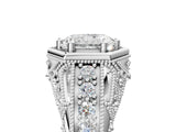 Platinum Hexagon Bezel Radiant Cut Diamond Milgrain Split Shank Ring_12